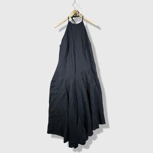 The Drop Ciga Halter Linen Maxi Dress Women XL Black Minimalist Summer Boho NWT